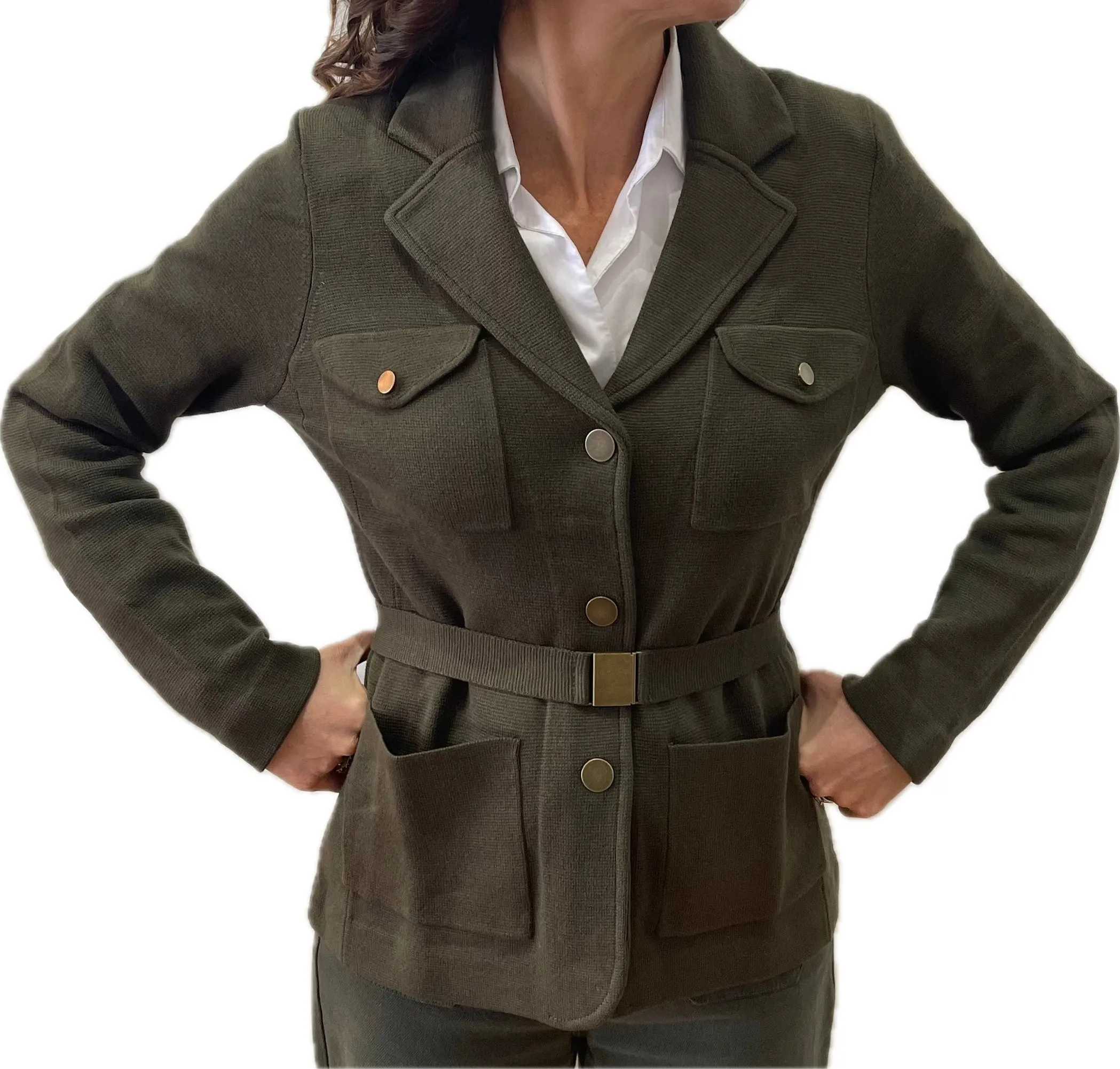 Minnie Rose Cotton Blend Belted Blazer