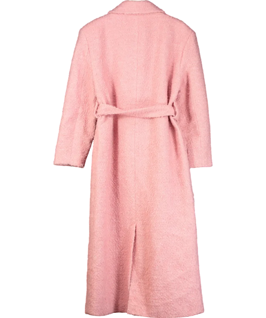 NA-KD Pink Marked Shoulder Belted Coat UK 8