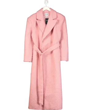 NA-KD Pink Marked Shoulder Belted Coat UK 8