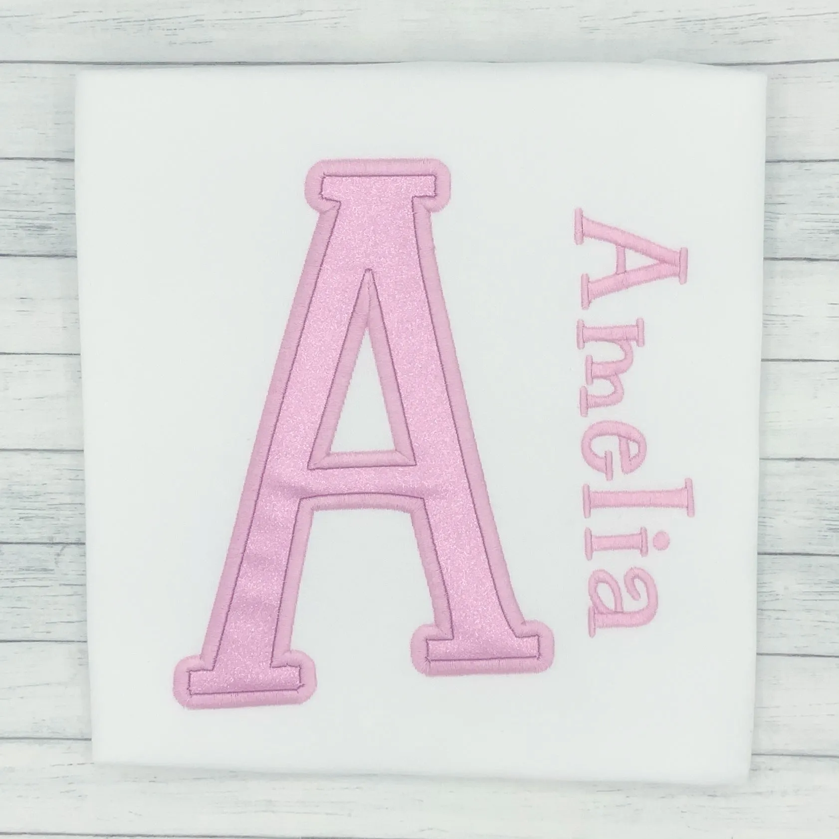 Name Shirt Pink Glitter Letter