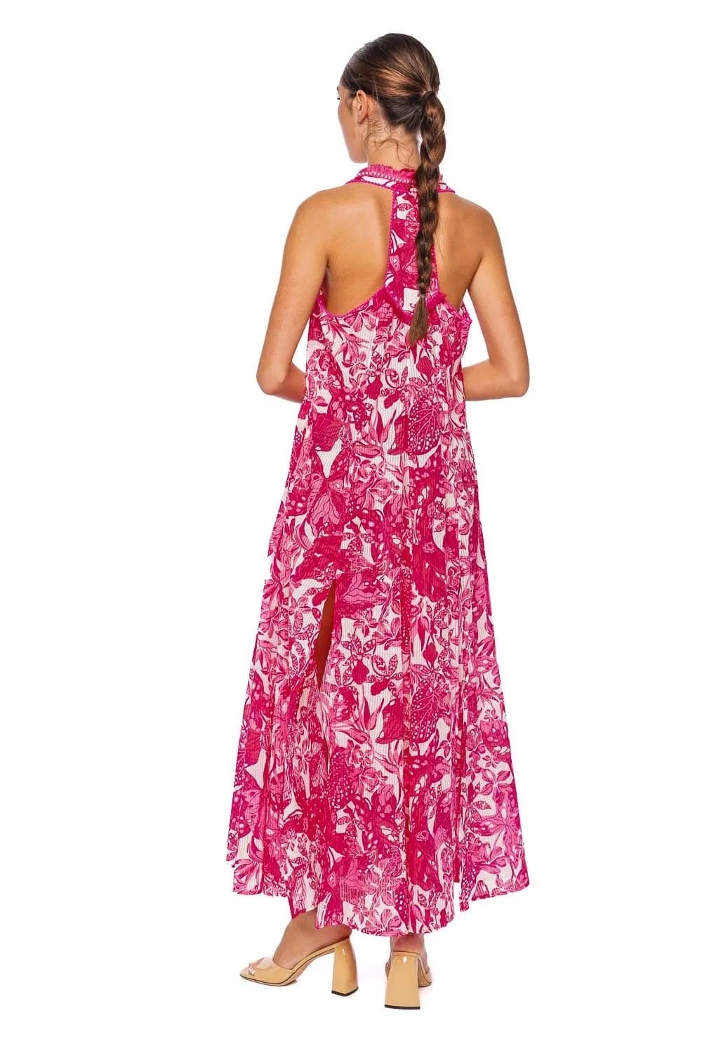 Nava Pink Jengel Fringe Maxi Dress