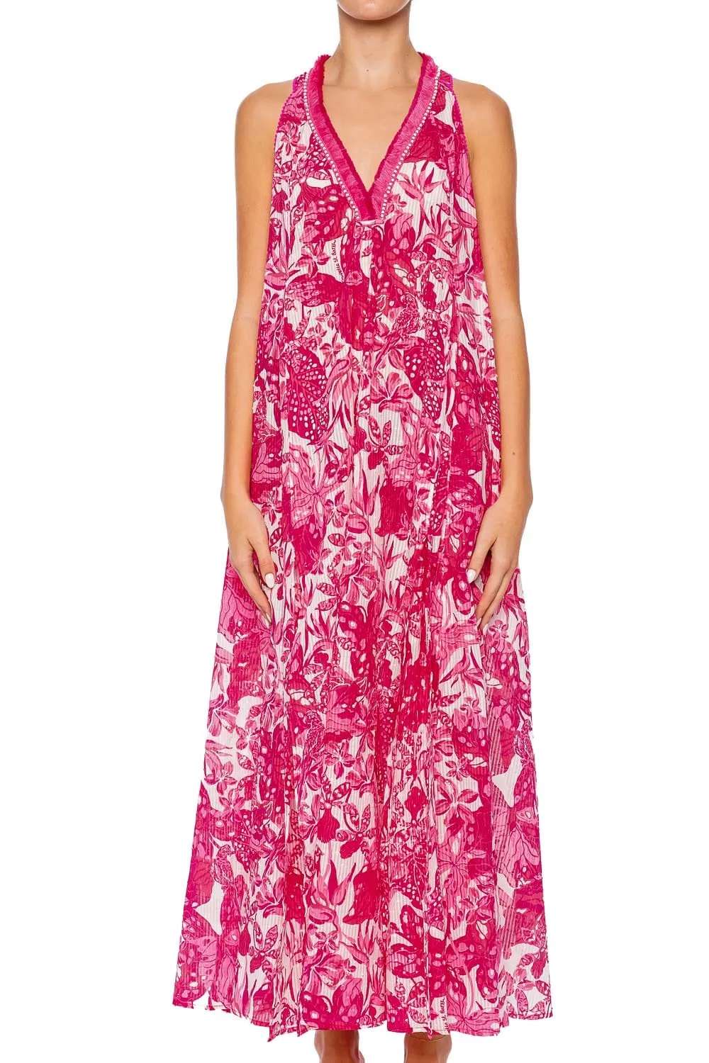 Nava Pink Jengel Fringe Maxi Dress