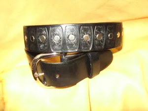 Nickel Rivet Embossed Women's Harness Leather Belt