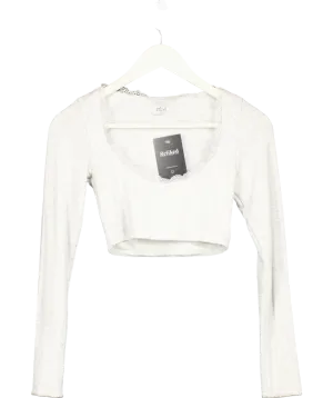 Oh Polly Grey Calla Ribbed Modal Lace-trim Crop Top UK S