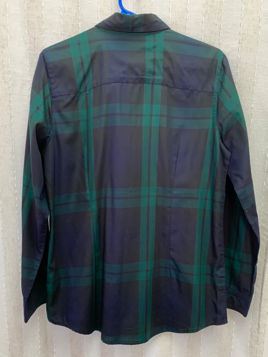 ORVIS green blue plaid Cotton Beaded Long Sleeve Button Up Shirt - 14