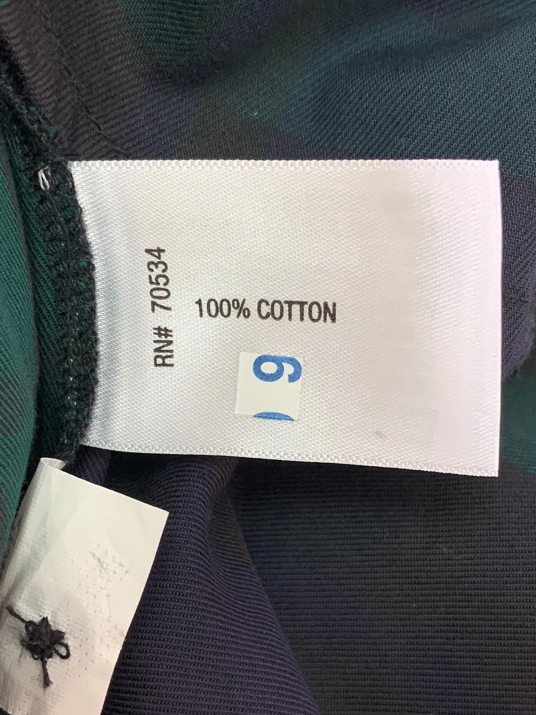 ORVIS green blue plaid Cotton Beaded Long Sleeve Button Up Shirt - 14