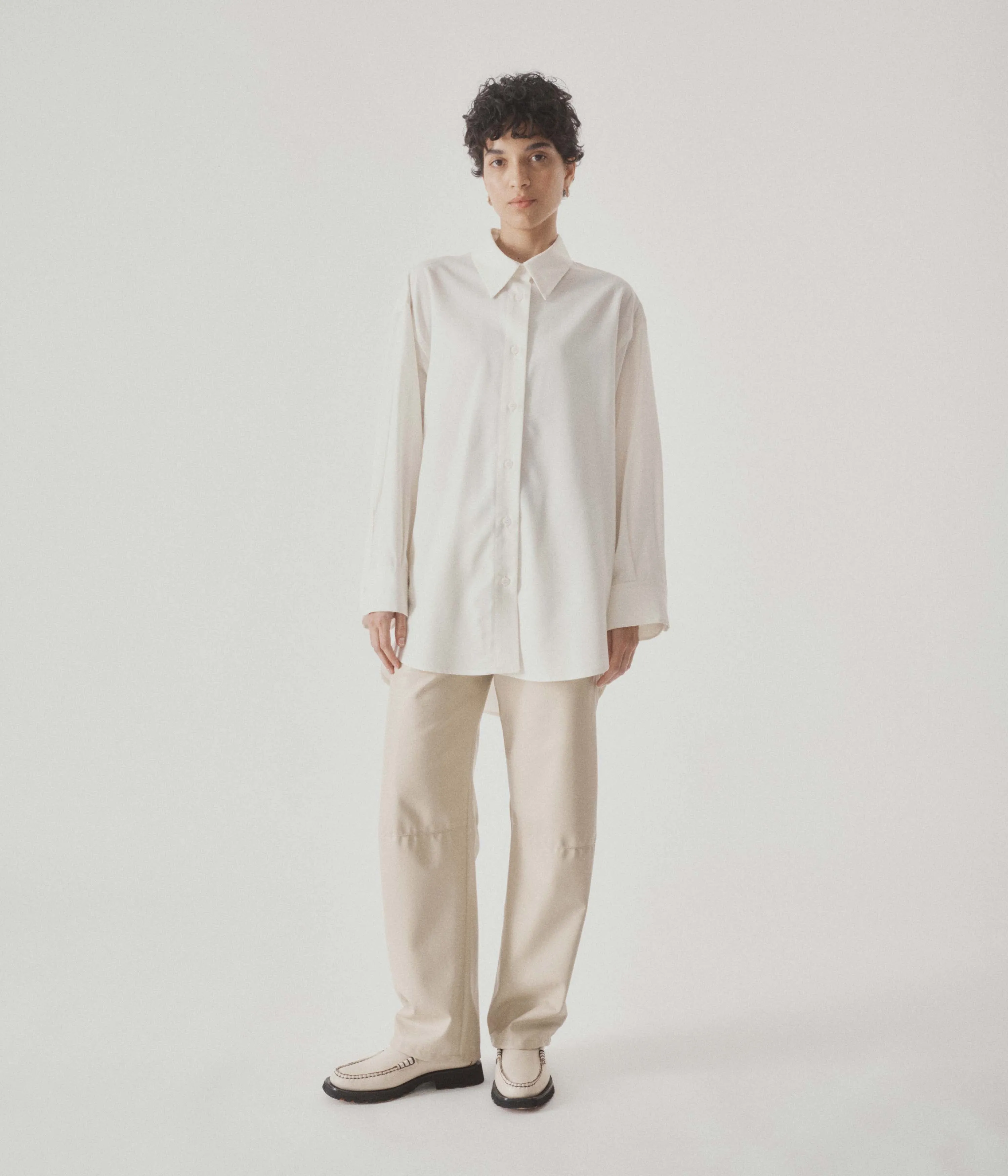 Oversized Wool Shirt in Ivory