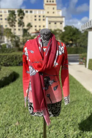 Pashma Scarlet Ombre Floral Sweater and Scarf Set