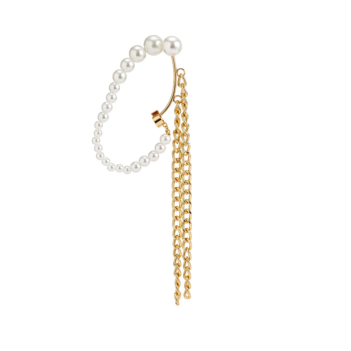 Pearl & 18K Gold-Plated Chain-Tassel Ear Cuffs