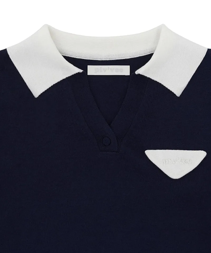 PIV'VEE Pointed Collar Polo Knit