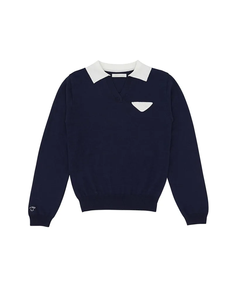 PIV'VEE Pointed Collar Polo Knit