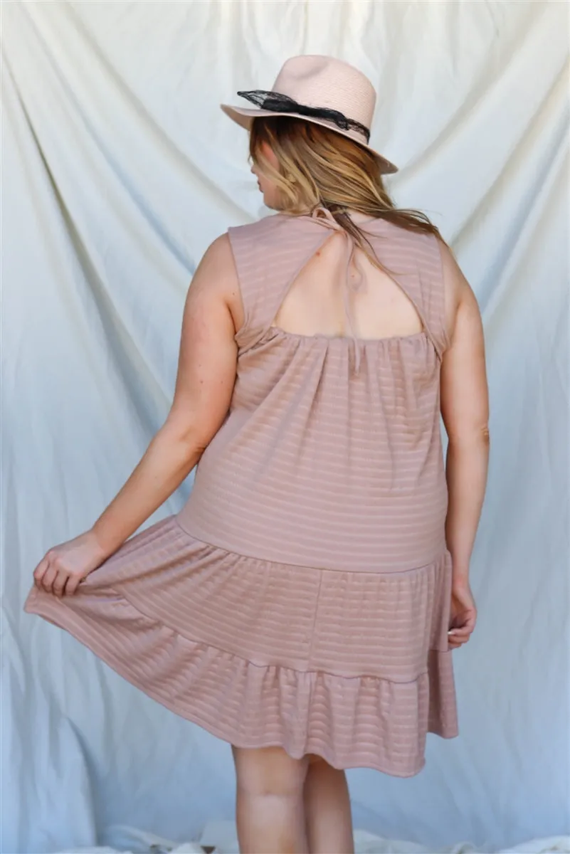 Plus Ruffle Hem Open Back With Self-tie Detail Mini Dress