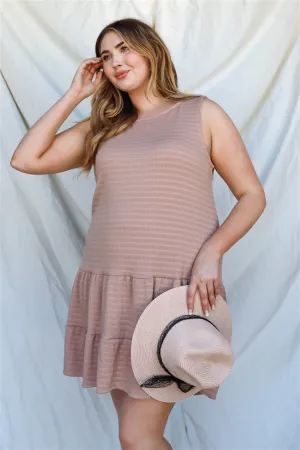 Plus Ruffle Hem Open Back With Self-tie Detail Mini Dress