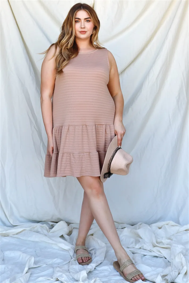 Plus Ruffle Hem Open Back With Self-tie Detail Mini Dress
