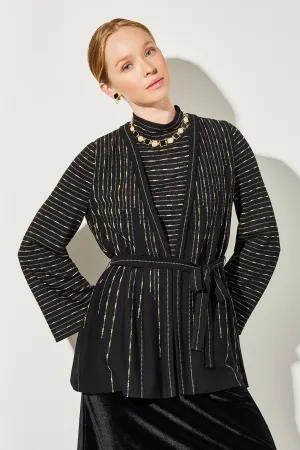 Plus Size Belted Jacket - Shimmer Soft Knit