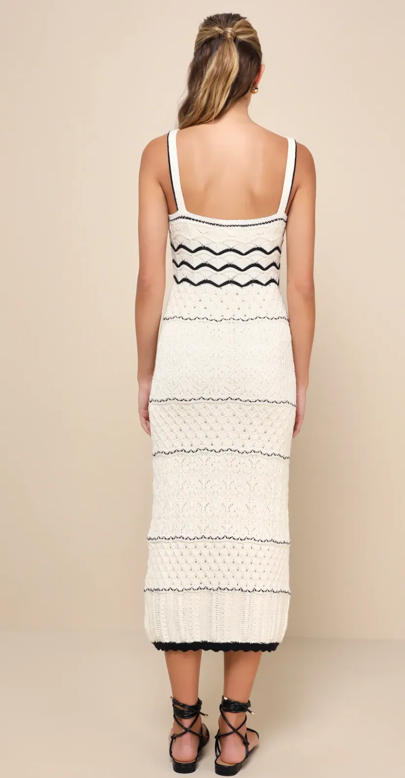 Pointelle Knit Sleeveless Midi Dress