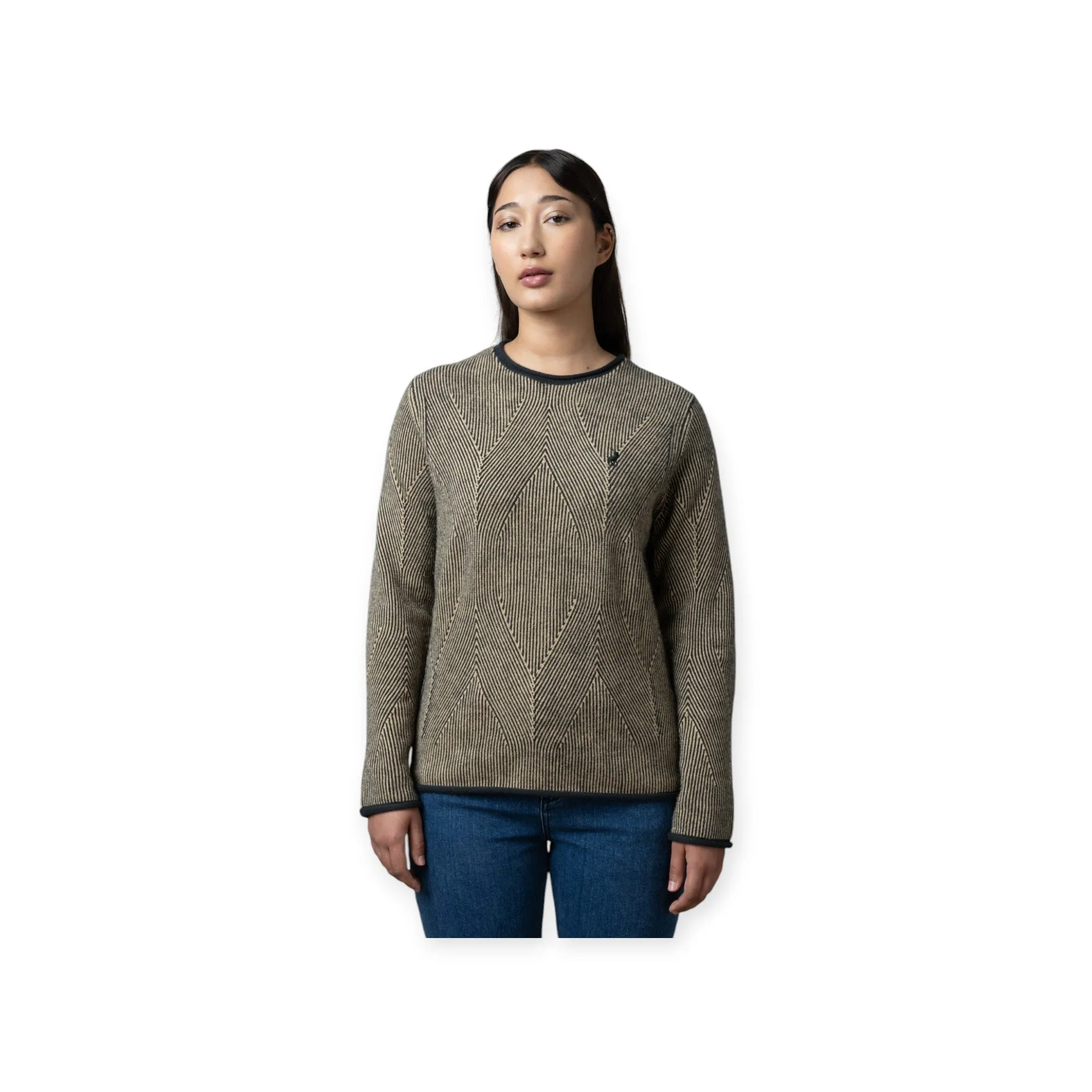 Polo Women Alex Long Sleeve Textured Knit Jersey Dark Green