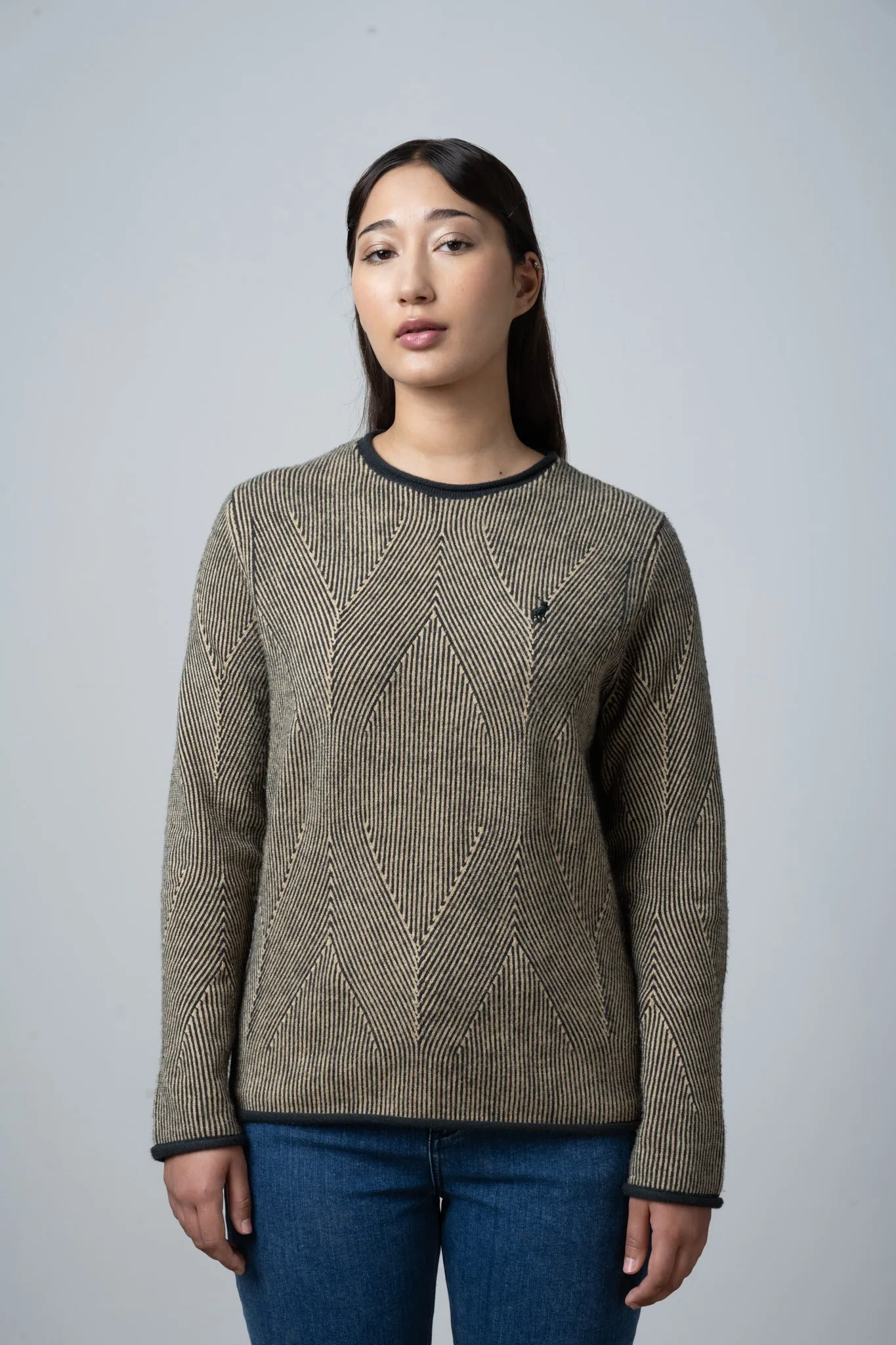Polo Women Alex Long Sleeve Textured Knit Jersey Dark Green