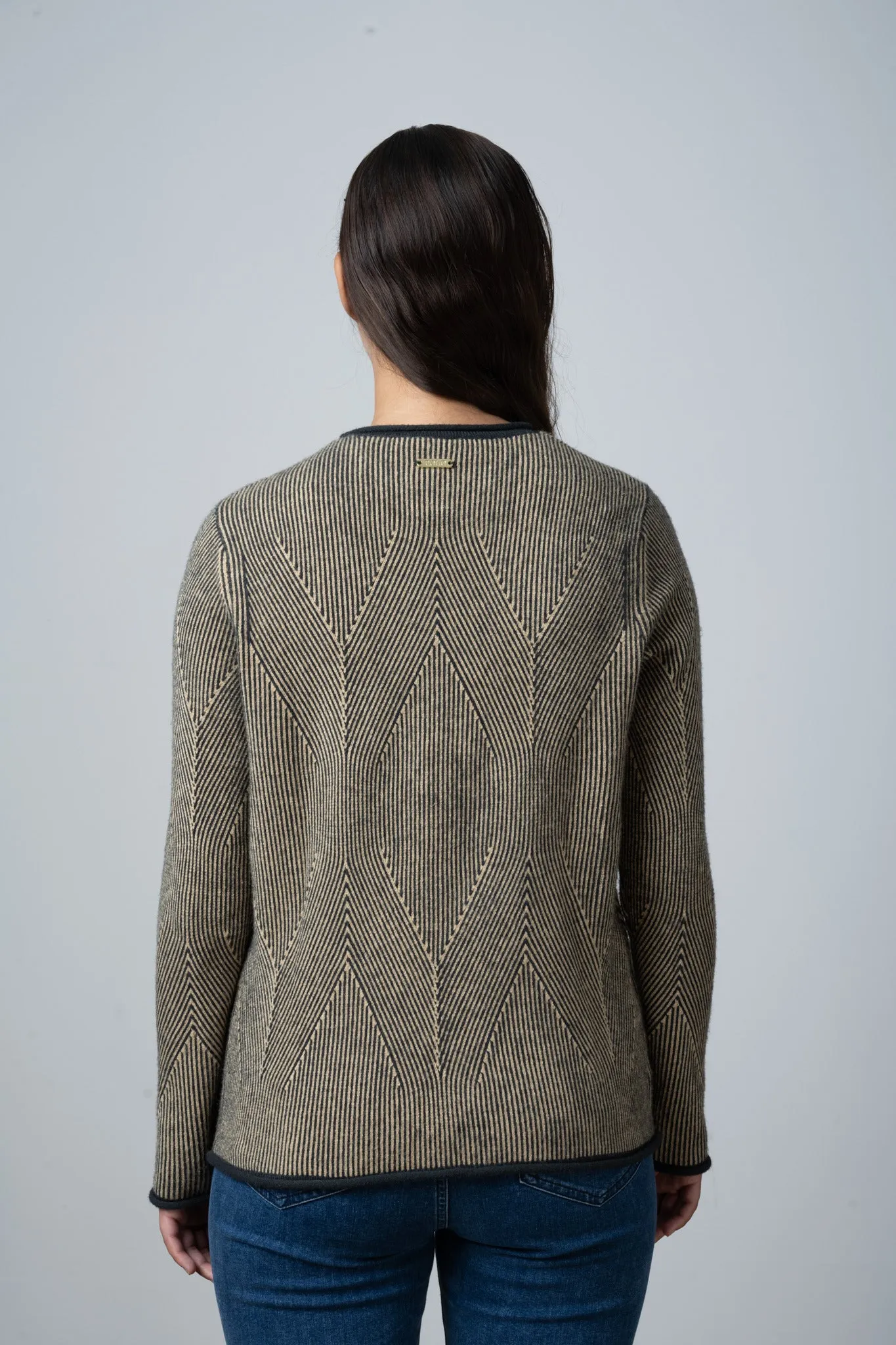 Polo Women Alex Long Sleeve Textured Knit Jersey Dark Green