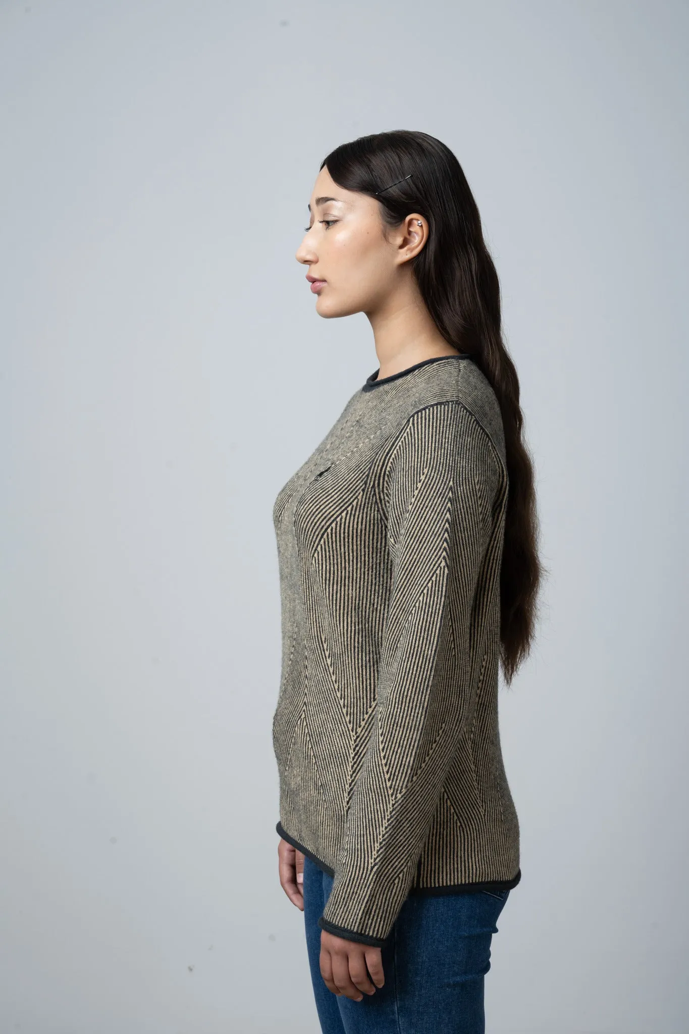 Polo Women Alex Long Sleeve Textured Knit Jersey Dark Green