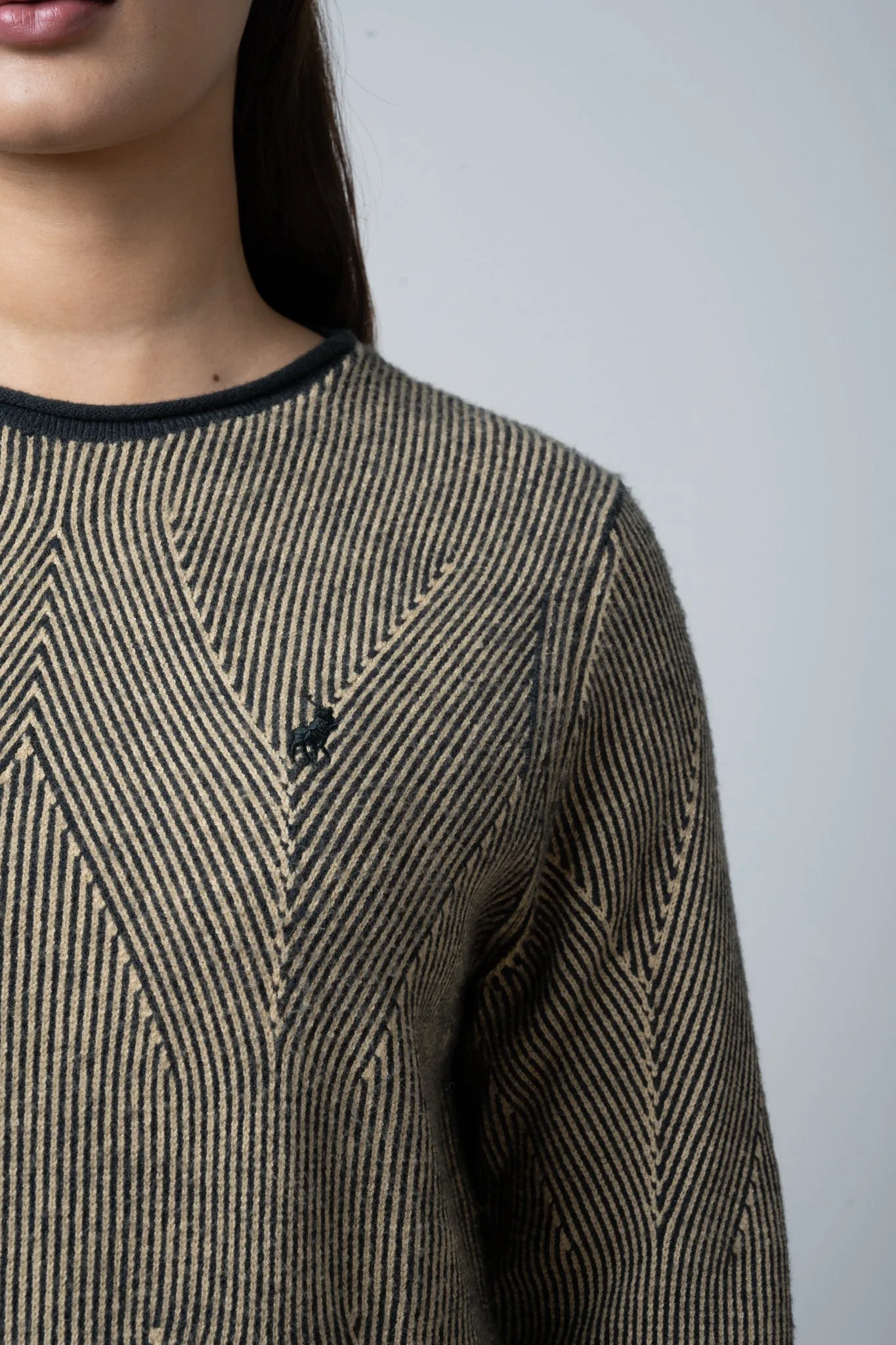 Polo Women Alex Long Sleeve Textured Knit Jersey Dark Green