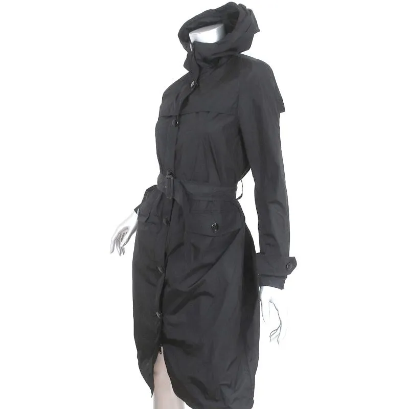 Prada Nylon Trench Coat Black Size 36 Belted Lightweight Coat