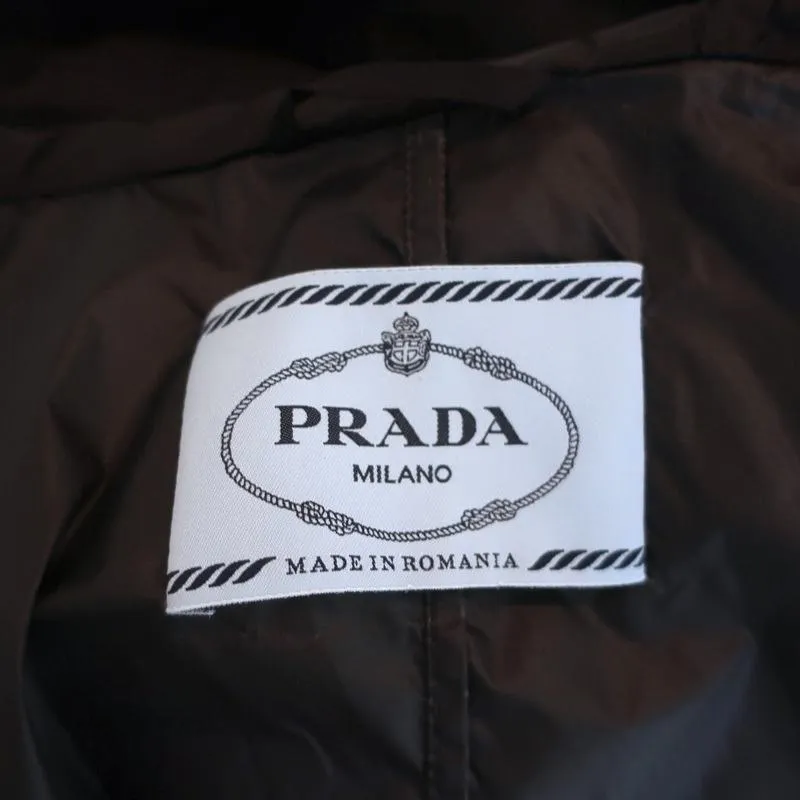Prada Nylon Trench Coat Black Size 36 Belted Lightweight Coat