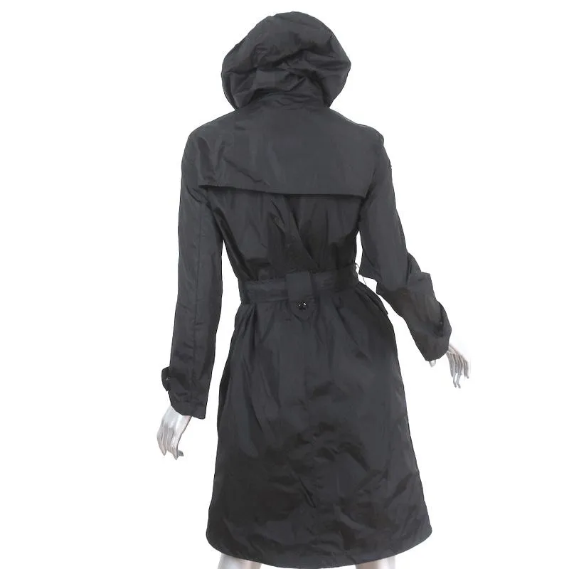Prada Nylon Trench Coat Black Size 36 Belted Lightweight Coat