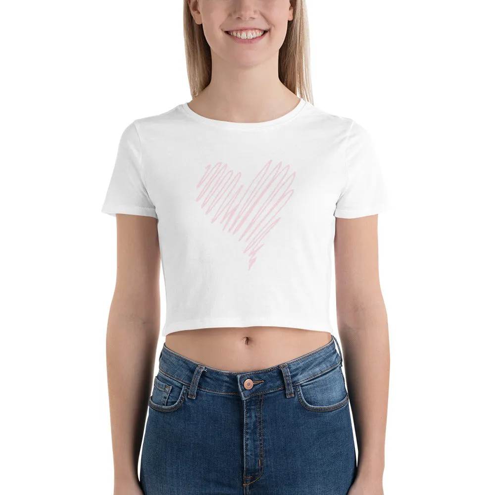 "Scribble Heart- PINK" Women’s Crop Tee