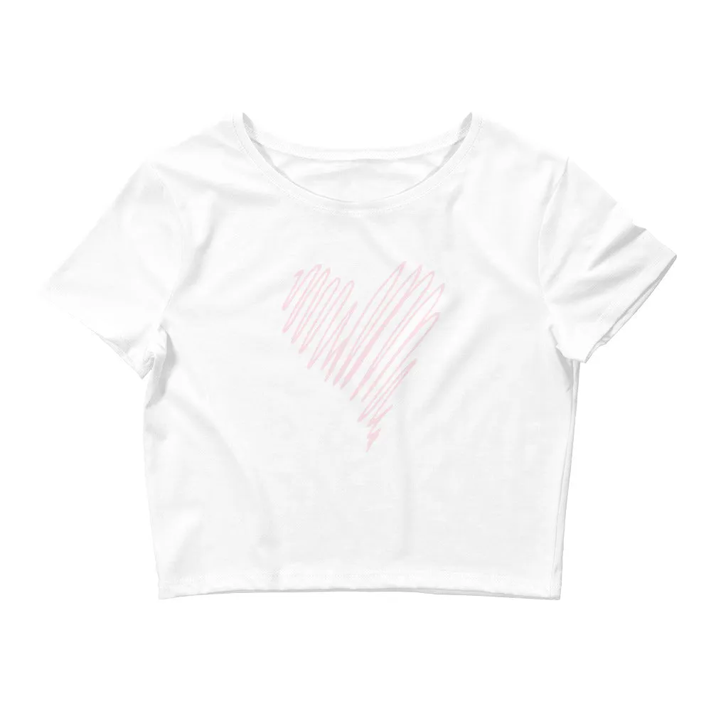"Scribble Heart- PINK" Women’s Crop Tee