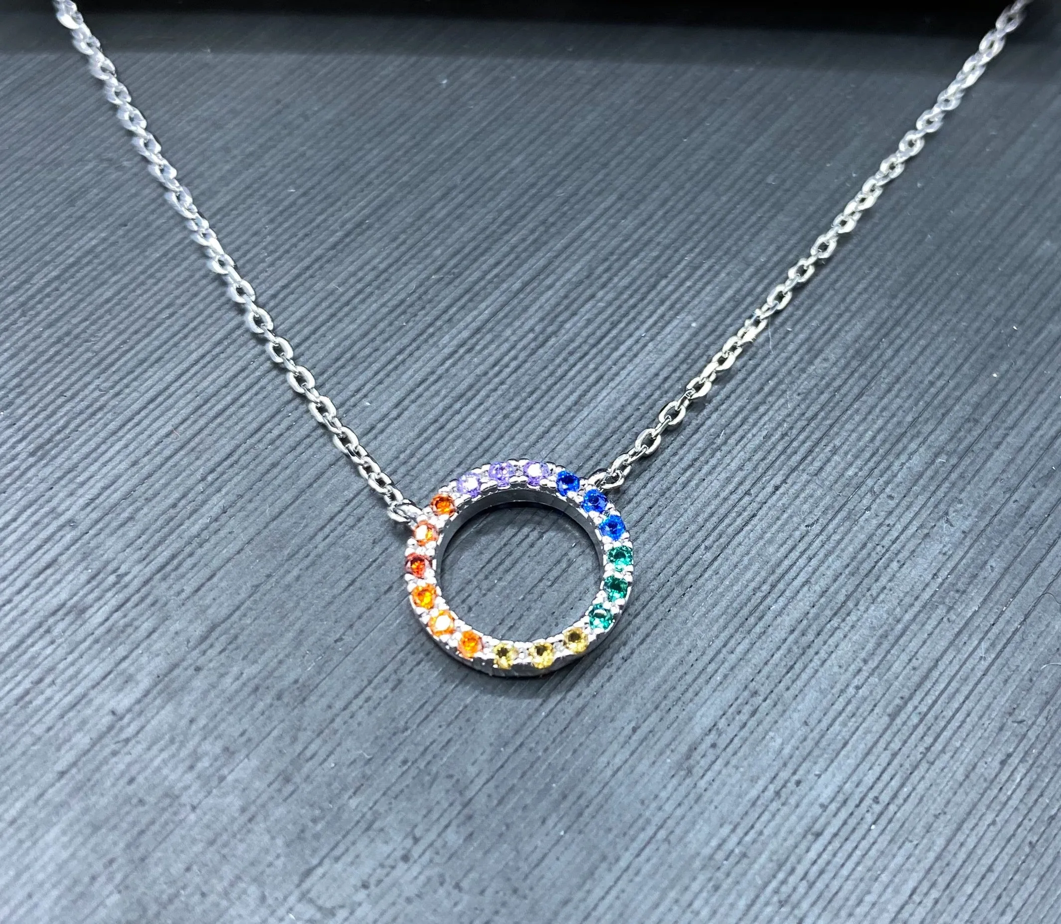 Rainbow Circle Pendant Necklace