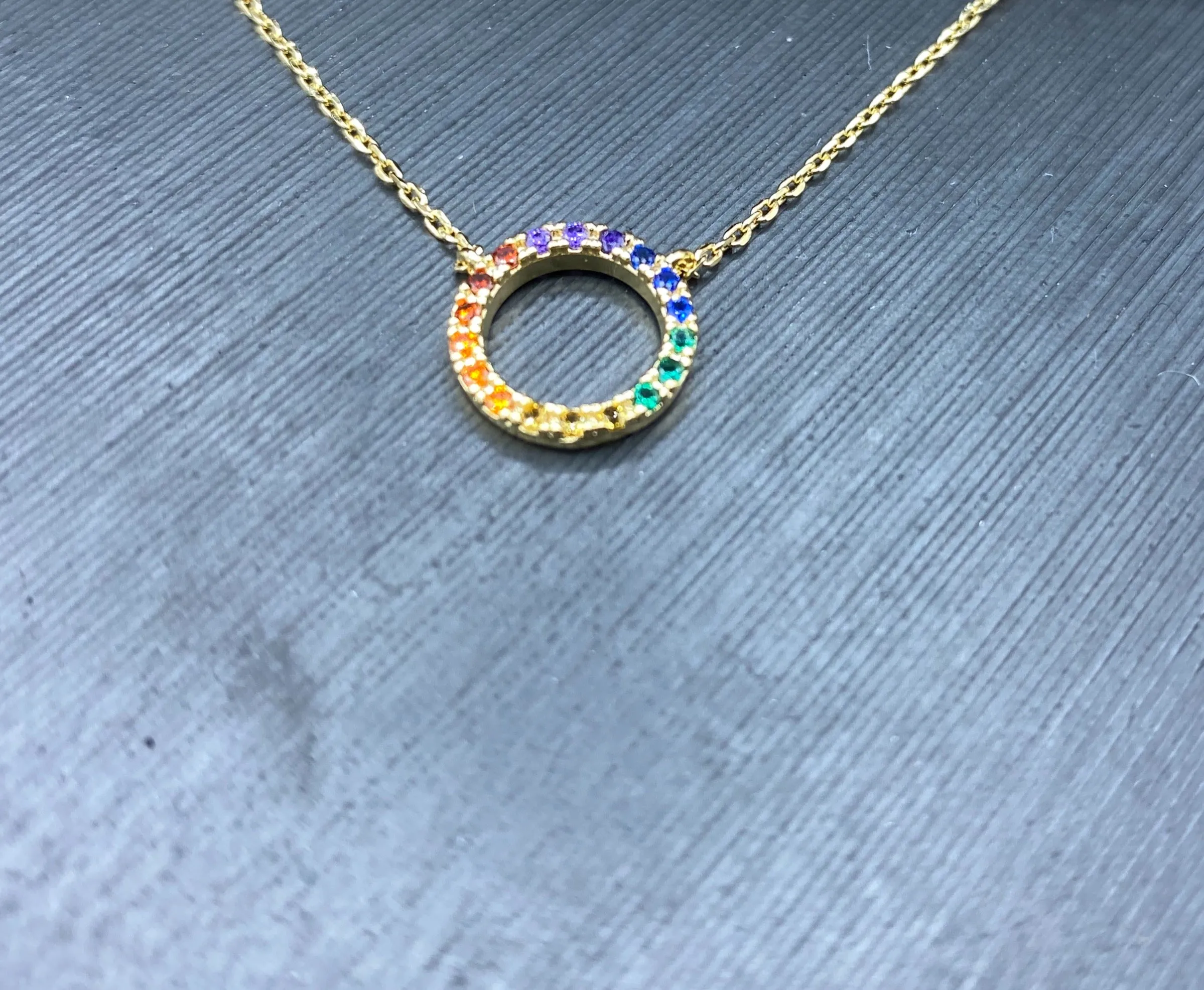 Rainbow Circle Pendant Necklace