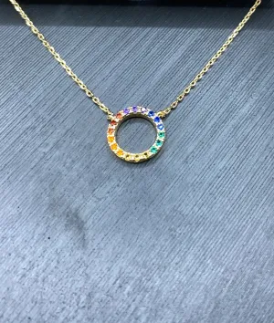 Rainbow Circle Pendant Necklace