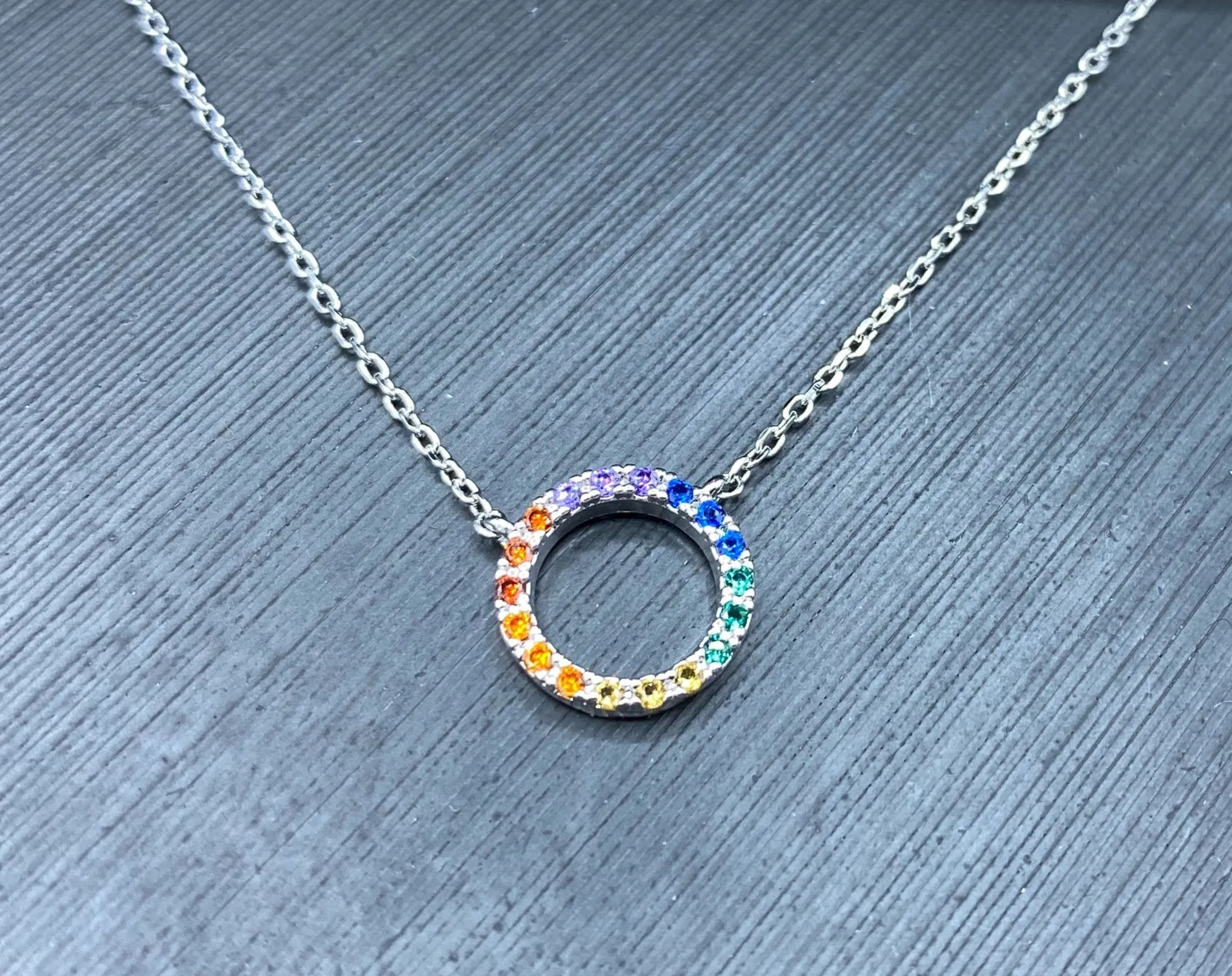 Rainbow Circle Pendant Necklace