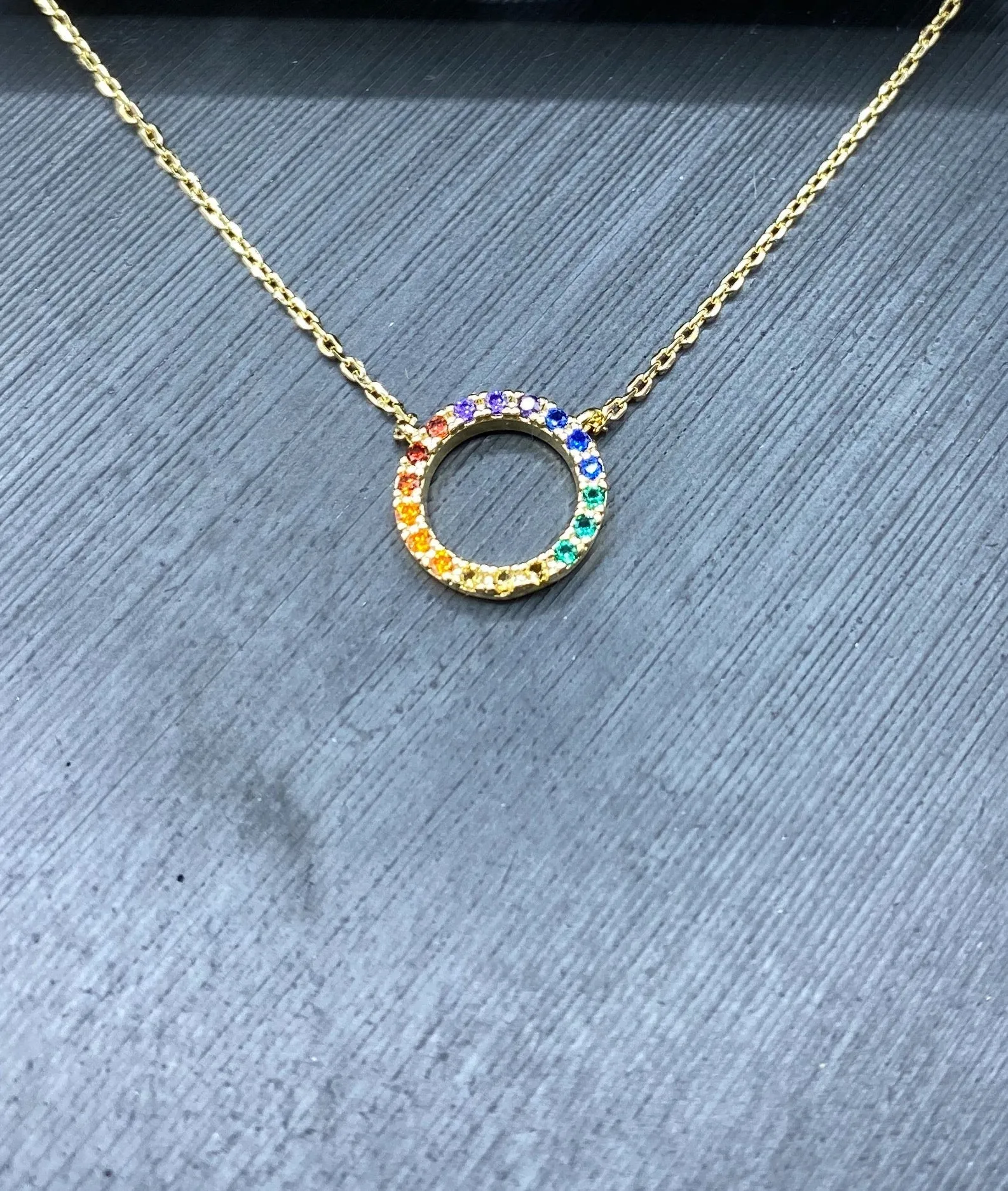 Rainbow Circle Pendant Necklace
