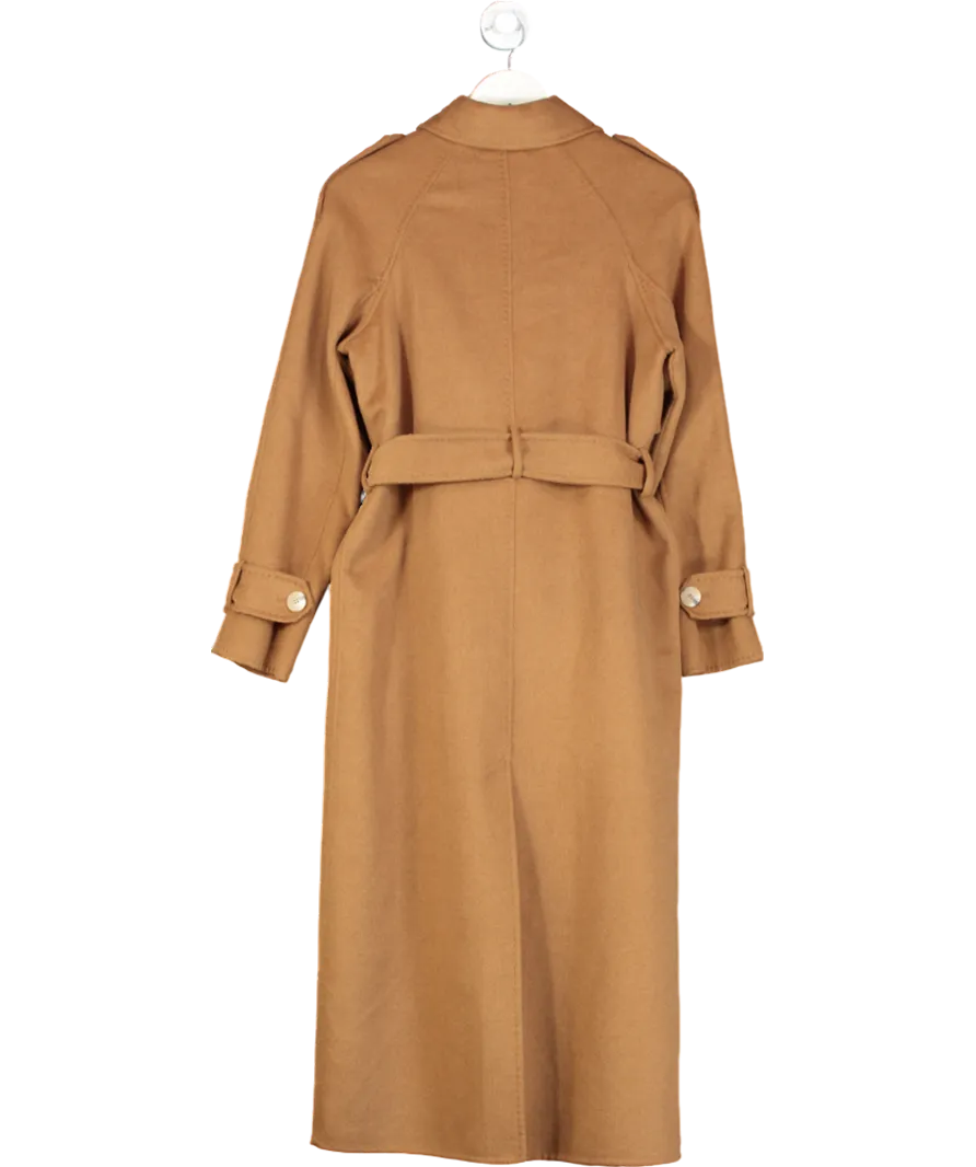 River Island Brown Wool Blend Belted Wrap Coat UK 6