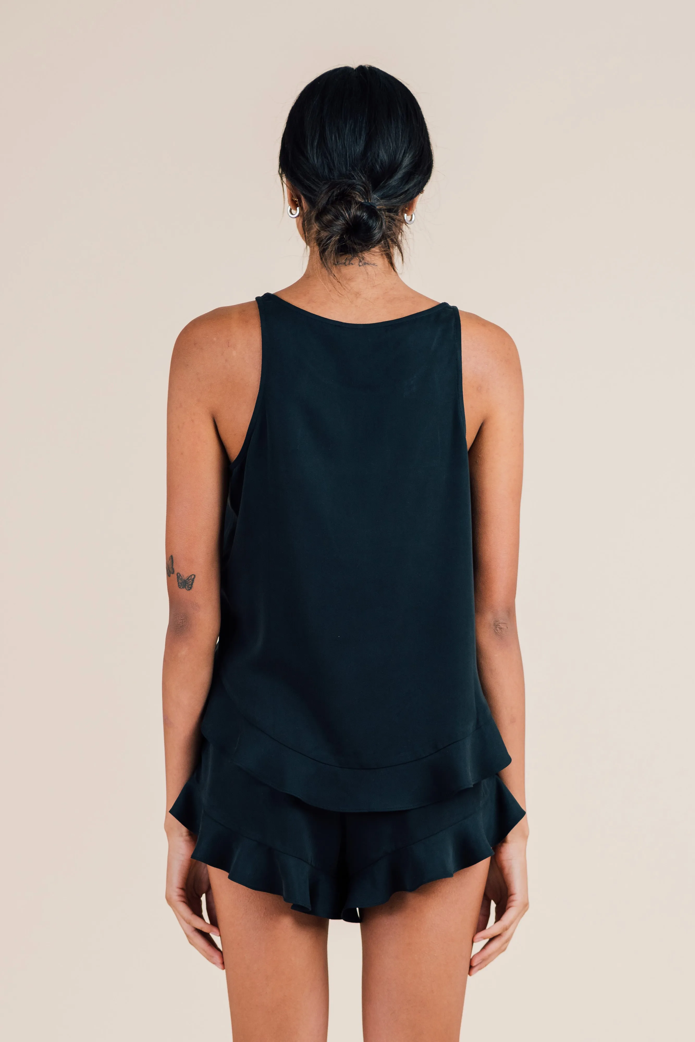 Ruffle Short Set - Black Night