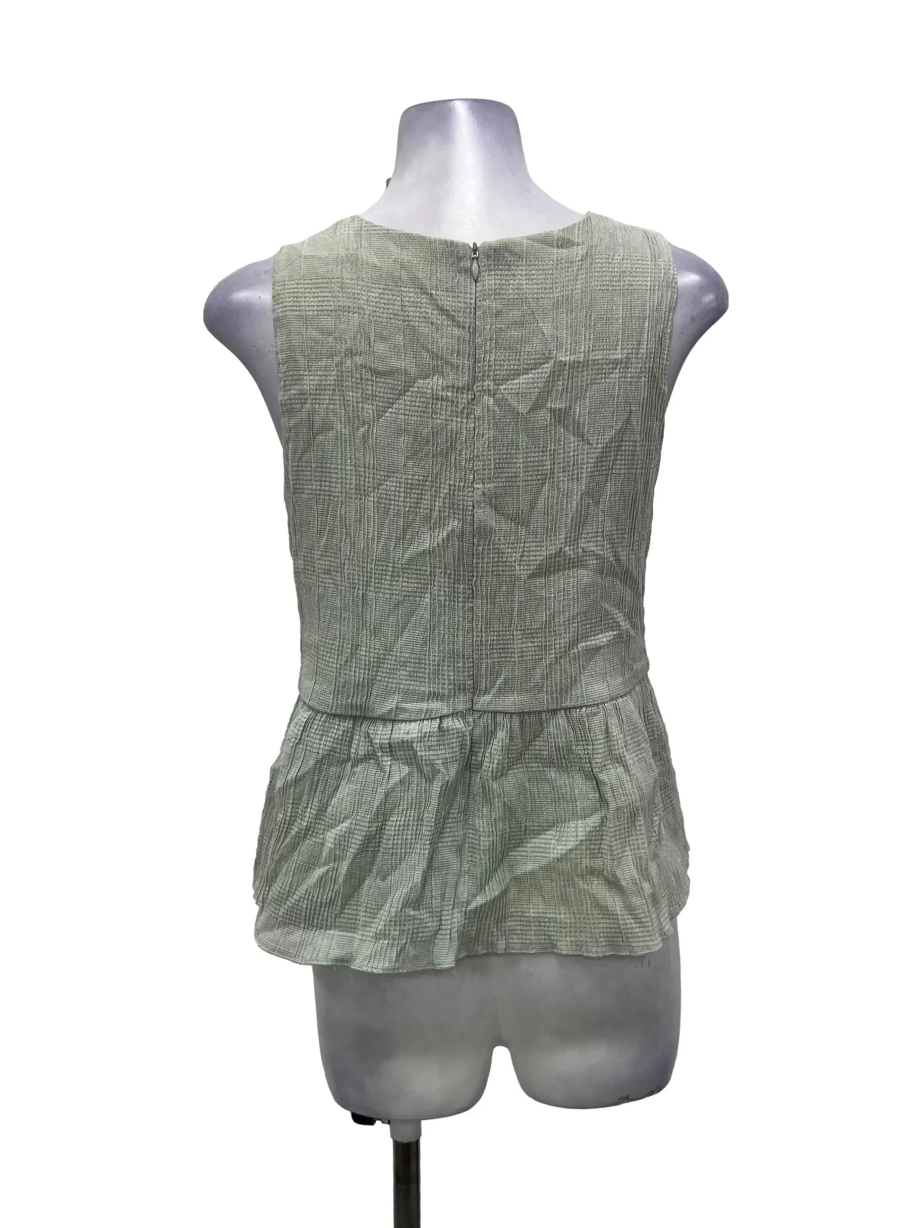 Sage Green Textured Sleeveless Babydoll Top