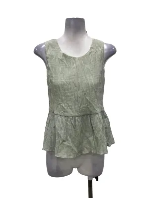 Sage Green Textured Sleeveless Babydoll Top