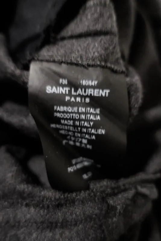 Saint Laurent Belted Pants Charcoal Wool Size 36 Straight Leg Trousers