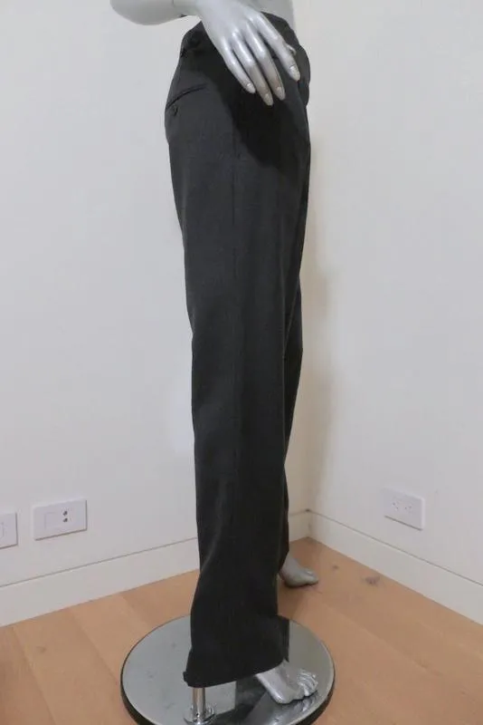 Saint Laurent Belted Pants Charcoal Wool Size 36 Straight Leg Trousers