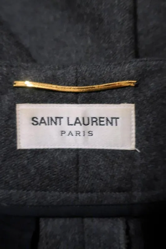 Saint Laurent Belted Pants Charcoal Wool Size 36 Straight Leg Trousers