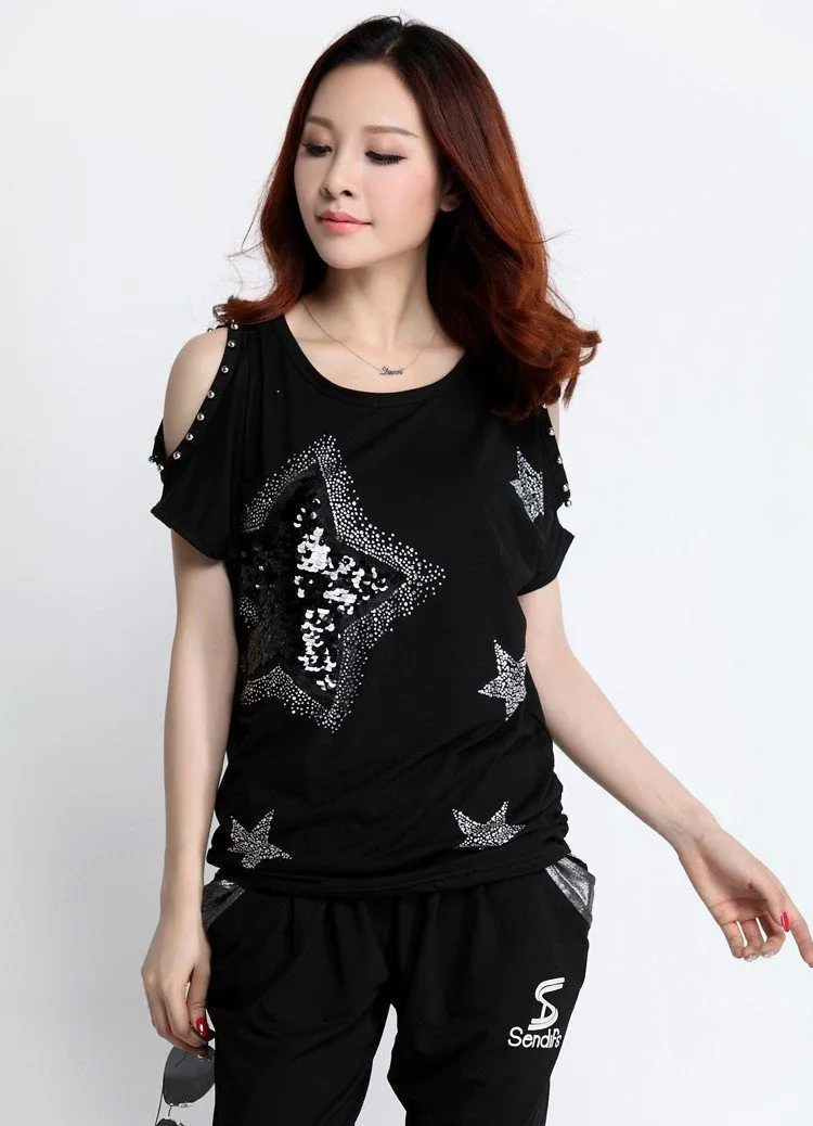Sequined Off Shoulder Top