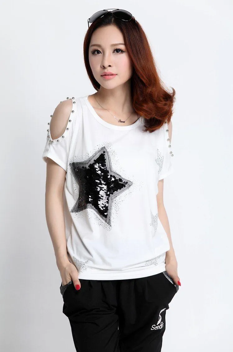 Sequined Off Shoulder Top