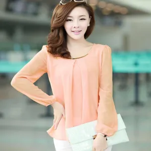 Sequins O-Neck Elastic Cuff Shirt for Spring Autumn Blouse Tops Chiffon shirt