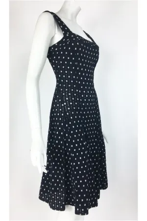 SHAKIRA Textured Black and White Sleeveless Fit N Flare Dress