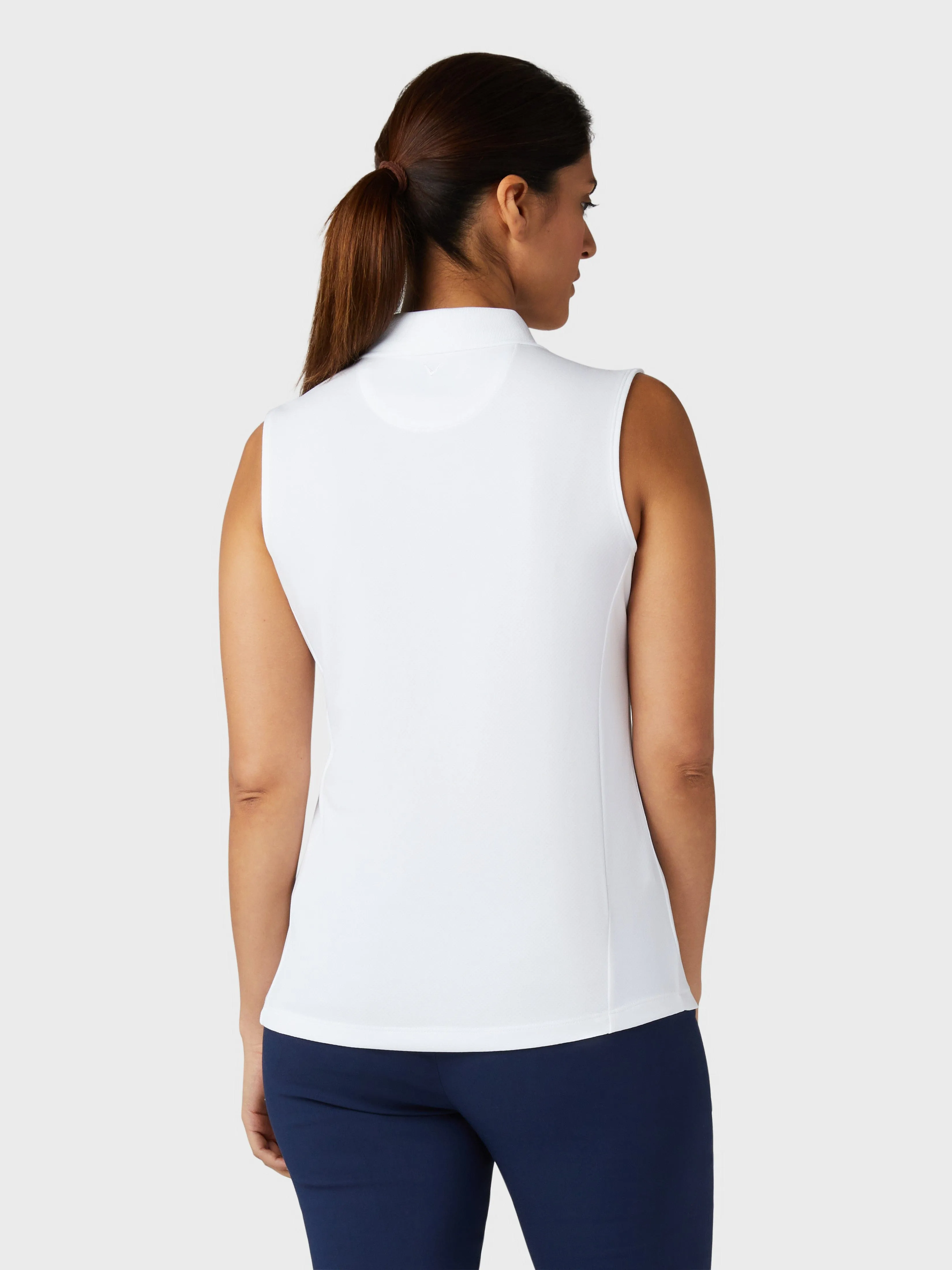 Sleeveless Solid Knit Polo