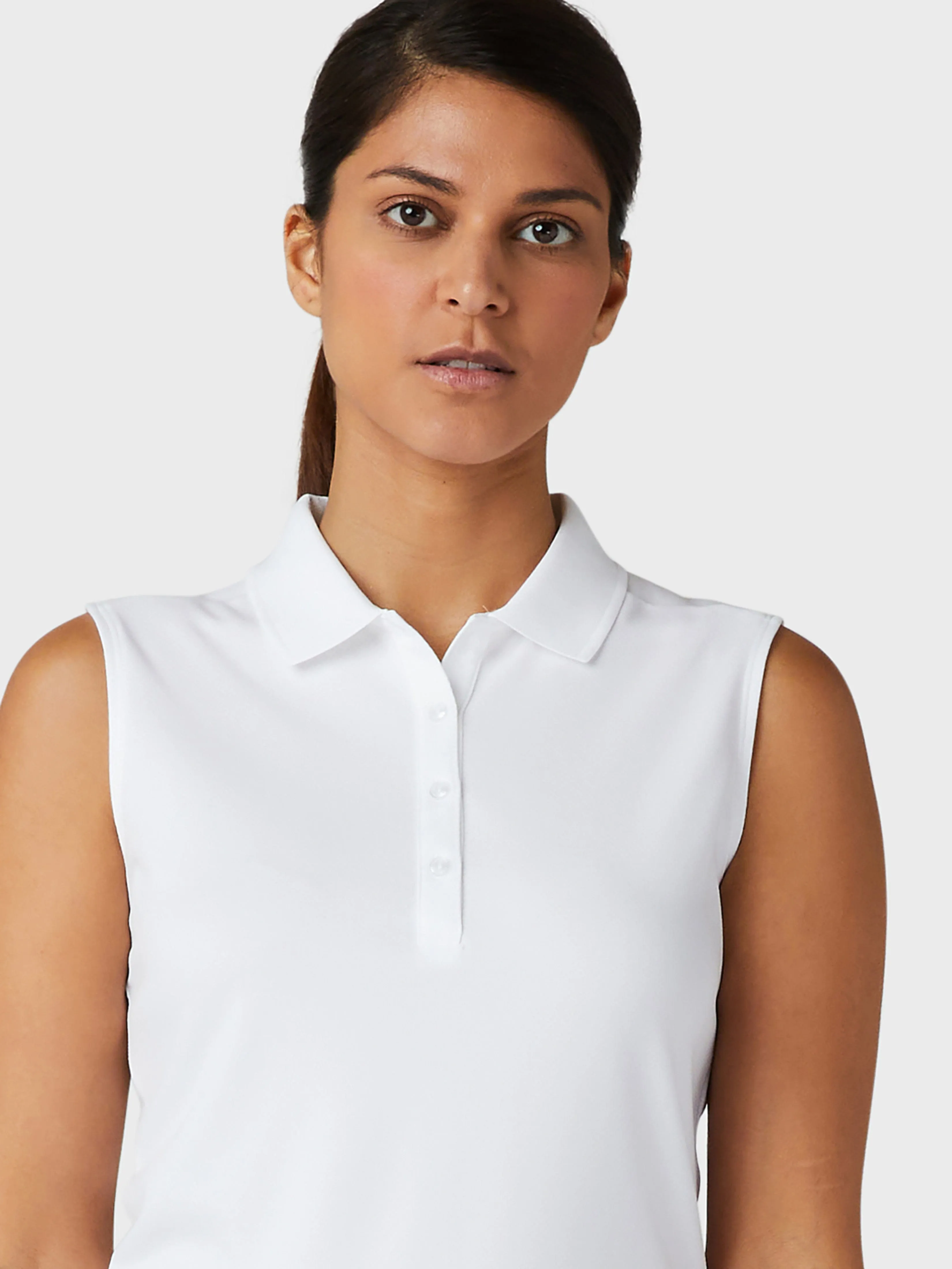 Sleeveless Solid Knit Polo