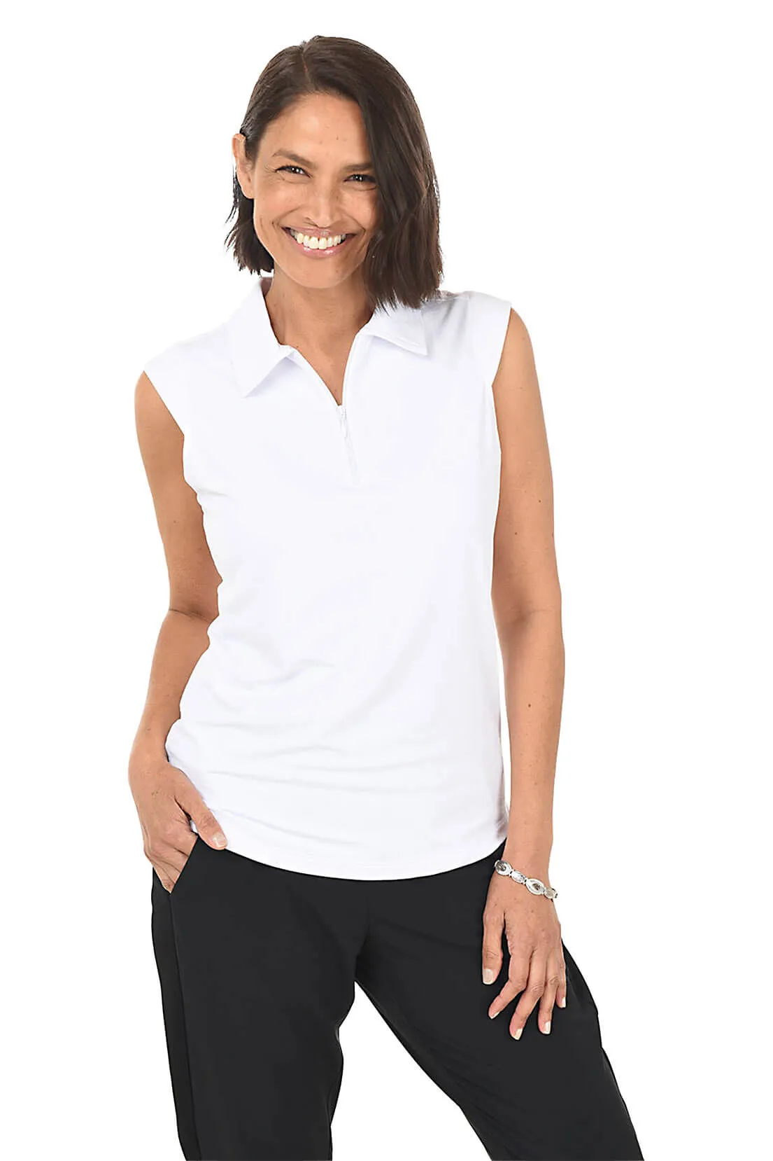 Solid Sleeveless UPF50  Polo Top
