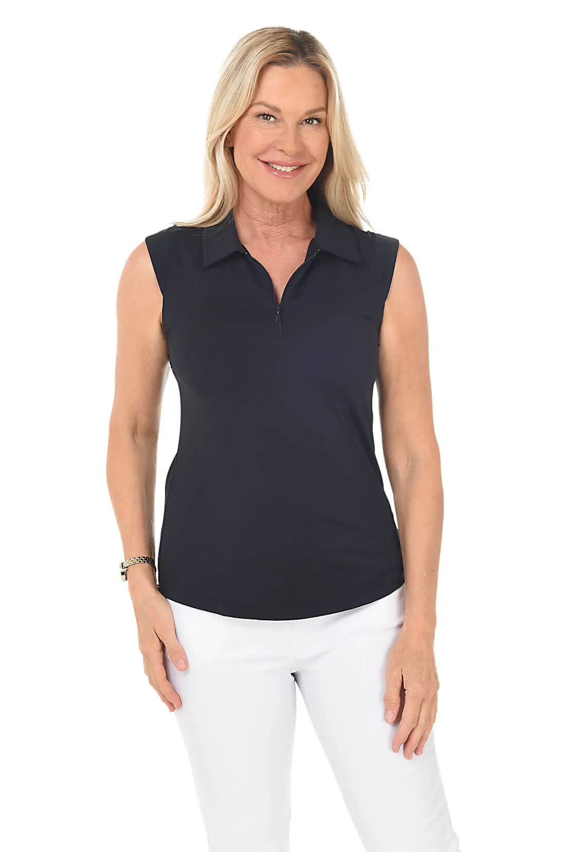 Solid Sleeveless UPF50  Polo Top
